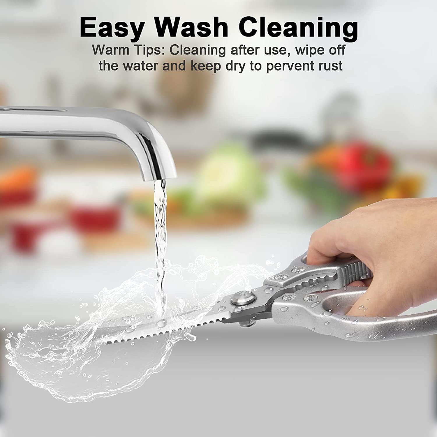 Kitchen Scissors,  Multi-Purpose Kitchen Shears, Heavy Duty Dishwasher Safe Food Scissors, Non Slip Stainless Steel Sharp Cooking Scissors for Kitchen, Chicken, Poultry, Fish, Meat, Herbs-Sliver