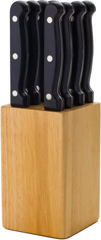 Image of Knife Block for Steak Knives 5 Inch Utility Knives 8 Piece Slot Organizer Durable 100% Natural Wood Holder Storage in Drawer Cabinet Kitchen Centerpiece