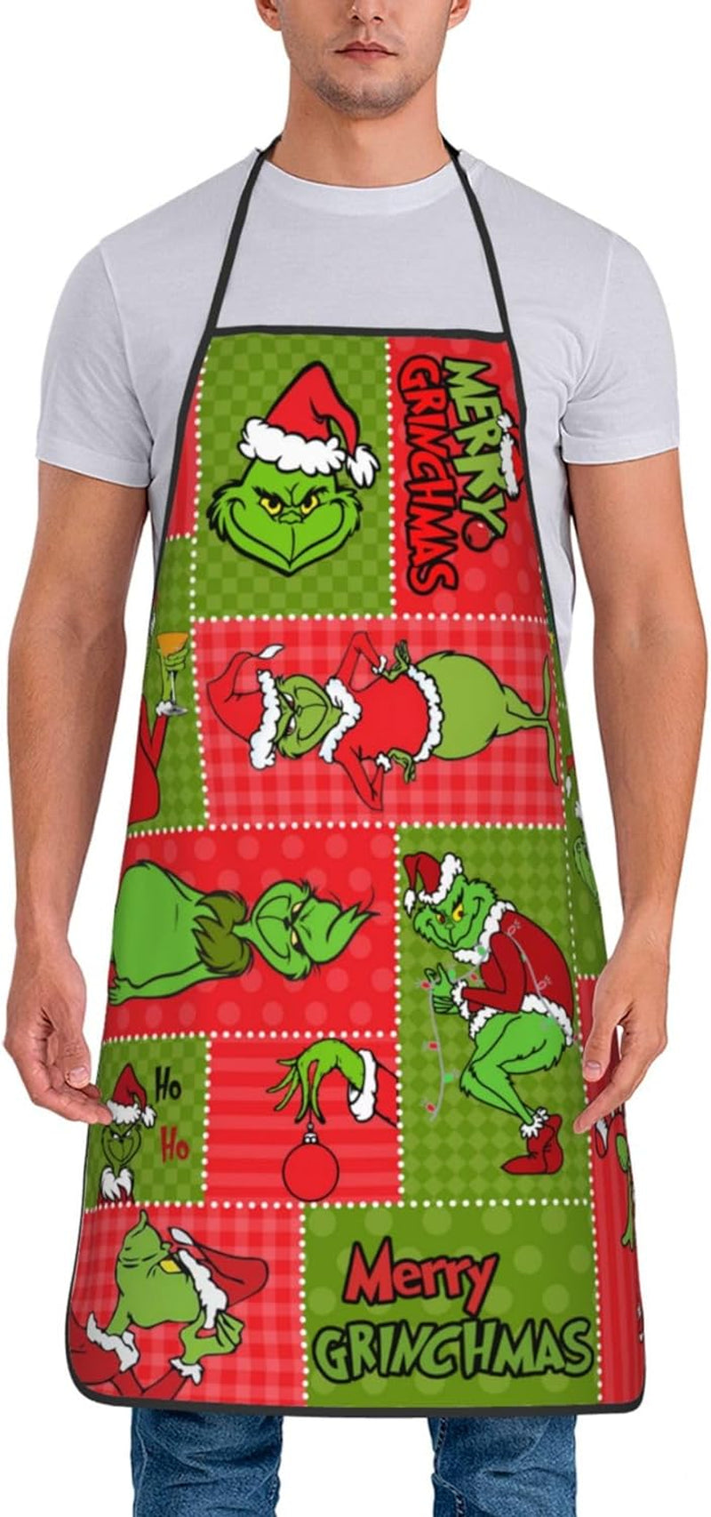 Christmas Apron for Women Adjustable Waterdrop Aprons Gifts for Family Friends Cooking Kitchen Chef