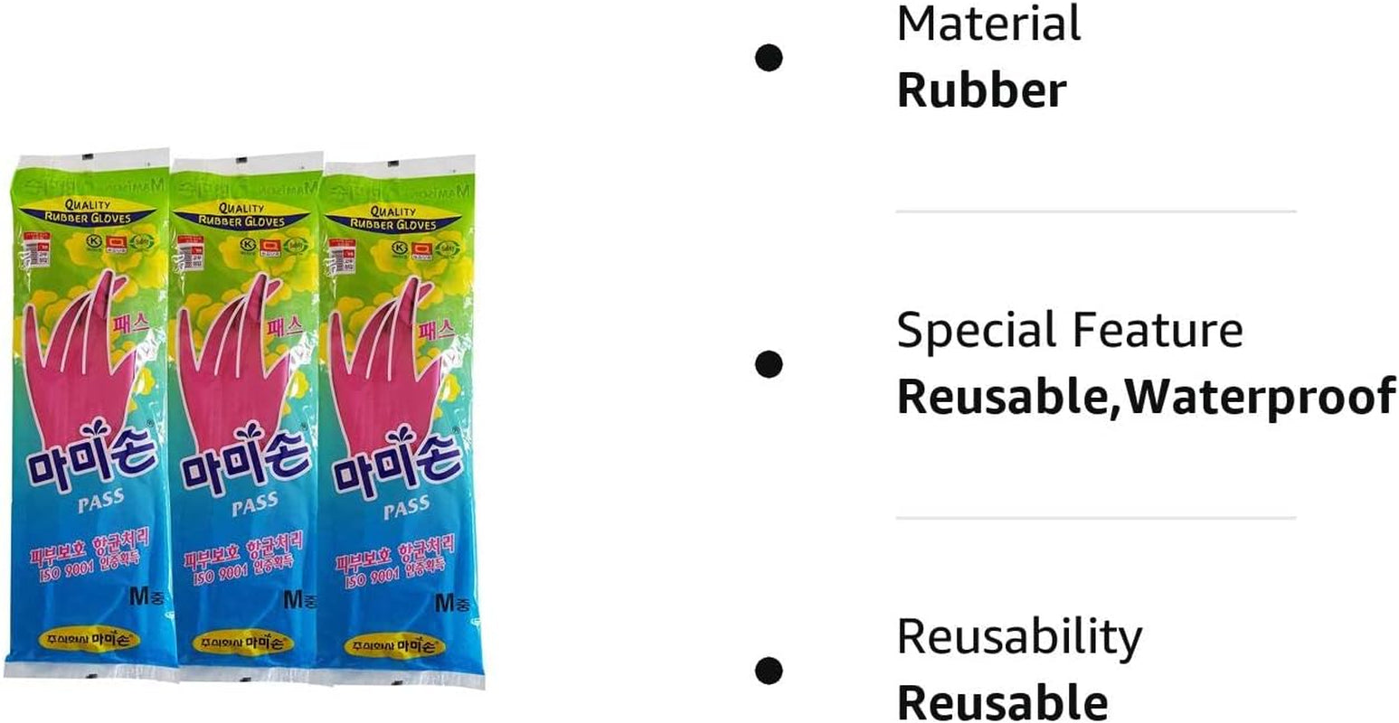 Quality Kitchen Rubber Gloves M Size Pack of 3 Pairs