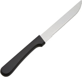 (Set of 96) Serrated-Edge Pointed-Tip Steak Knives, 5-Inch Stainless Steel Blade Steak Knives with Plastic Handles for Restaurants