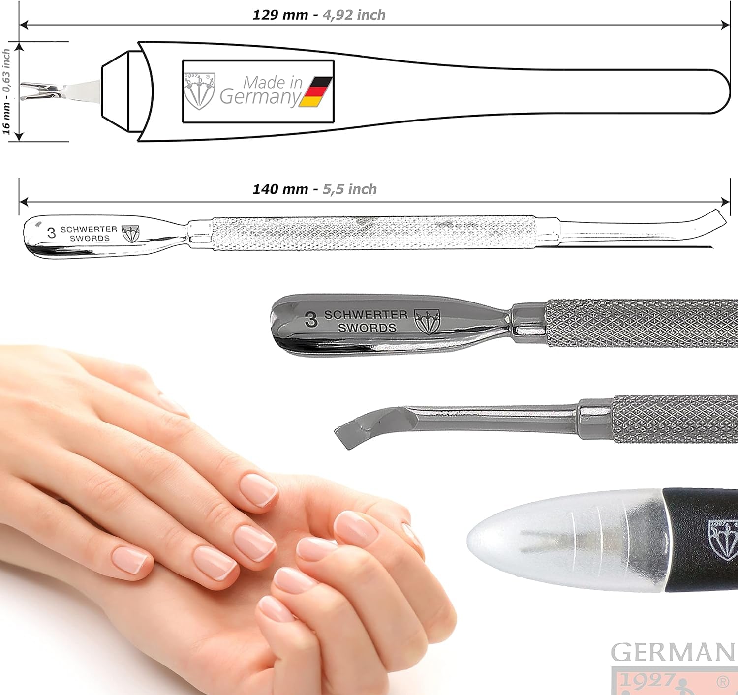 - Brand Quality Cuticle Knife Trimmer Remover Cutter (1Pc.) and Cuticle Pusher Scratcher (1 Pc.) Made in Germany