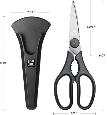 Image of Kitchen Shears Heavy Duty Kitchen Scissors with Magnetic Holder, Dishwasher Safe Scissors All Purpose Come Apart Blade Made with Japanese Steel 4034 for Meat/Vegetables/Bbq/Herbs, Black