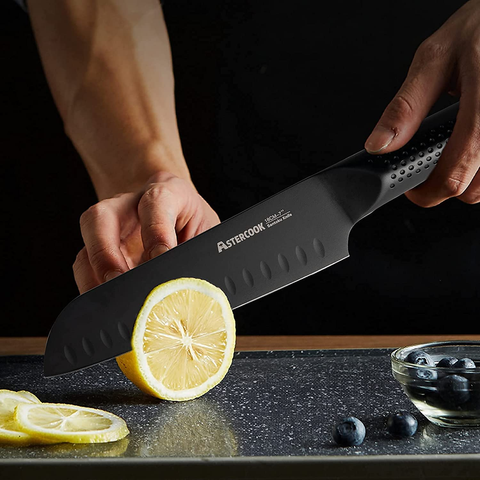 Image of Knife Set, 15 Pieces Chef Knife Set with Block for Kitchen, German Stainless Steel Knife Block Set, Dishwasher Safe, Elegant Black