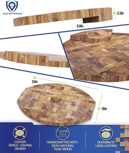 DALSTRONG Corner Counter Teak Wood Cutting Board - Tight Wood Grain - 24" X 18" X 2.2" - Kitchen Chopping Board - Serving Board - Cutting Boards - Gift Packaging