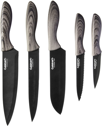 Cuisinart C55-10PBW 10Pc Ceramic Coated Knife Set-Faux Wood, One Size