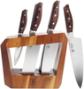 WALLOP Kitchen Knife Set - 7 Piece Knife Set with Wooden Block - German 1.4116 HC Steel Kitchen Sets - Triple Rivet Pakkawood Handle Professional Sharp Knife Block Set - Jane Series