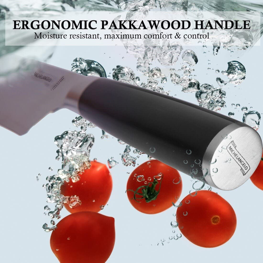 MICHELANGELO Professional Chef Knife 8 Inch Pro, German High Carbon Stainless Steel Knife with Ergonomic Handle, Japanese Knife, Chef Knife for Kitchen - 8 Inch, Etched Damascus Pattern