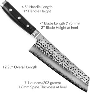 Enso HD 7" Bunka Knife - Made in Japan - VG10 Hammered Damascus Stainless Steel
