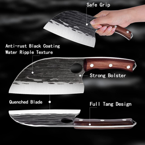 Upgraded Serbian Chef Knife 11.4 Inch Viking Cleaver Knife Hand Forged Japanese Kitchen Knives Sharp Chopping Knife Full Tang Handle Butcher Knife with Sheath Outdoor Boning Knife BBQ Camping Gift