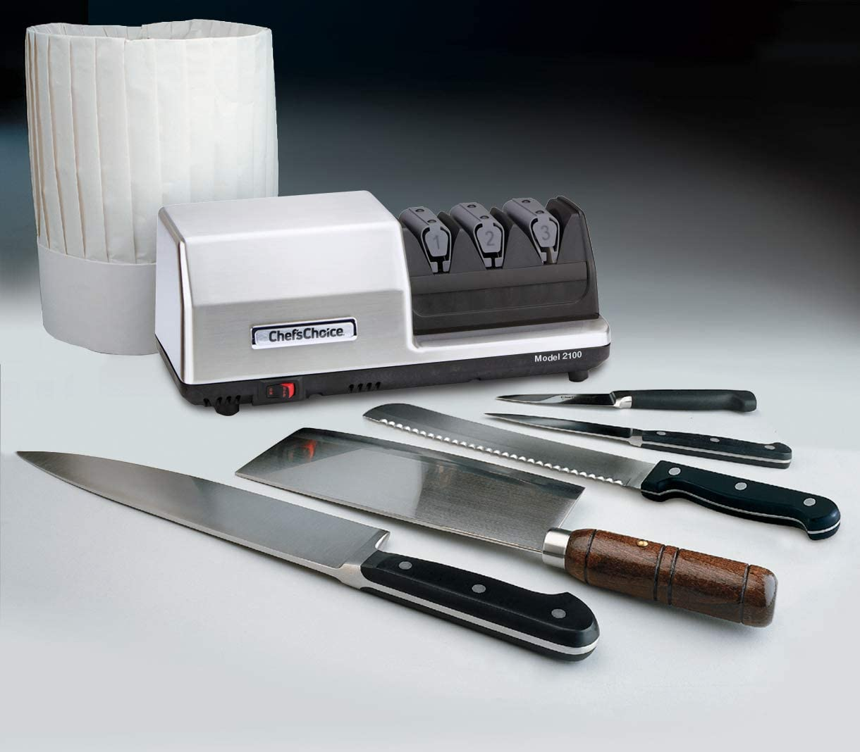 Chef'Schoice Commercial Edgeselect Diamond Hone Electric Kitchen Knife Sharpener NSF Approved, 3-Stage, Silver