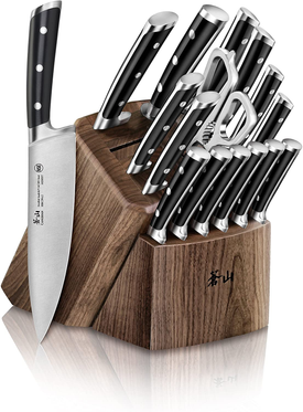 Cangshan TS Series 1020885 Swedish Sandvik 14C28N Steel Forged 17-Piece Knife Block Set, Walnut