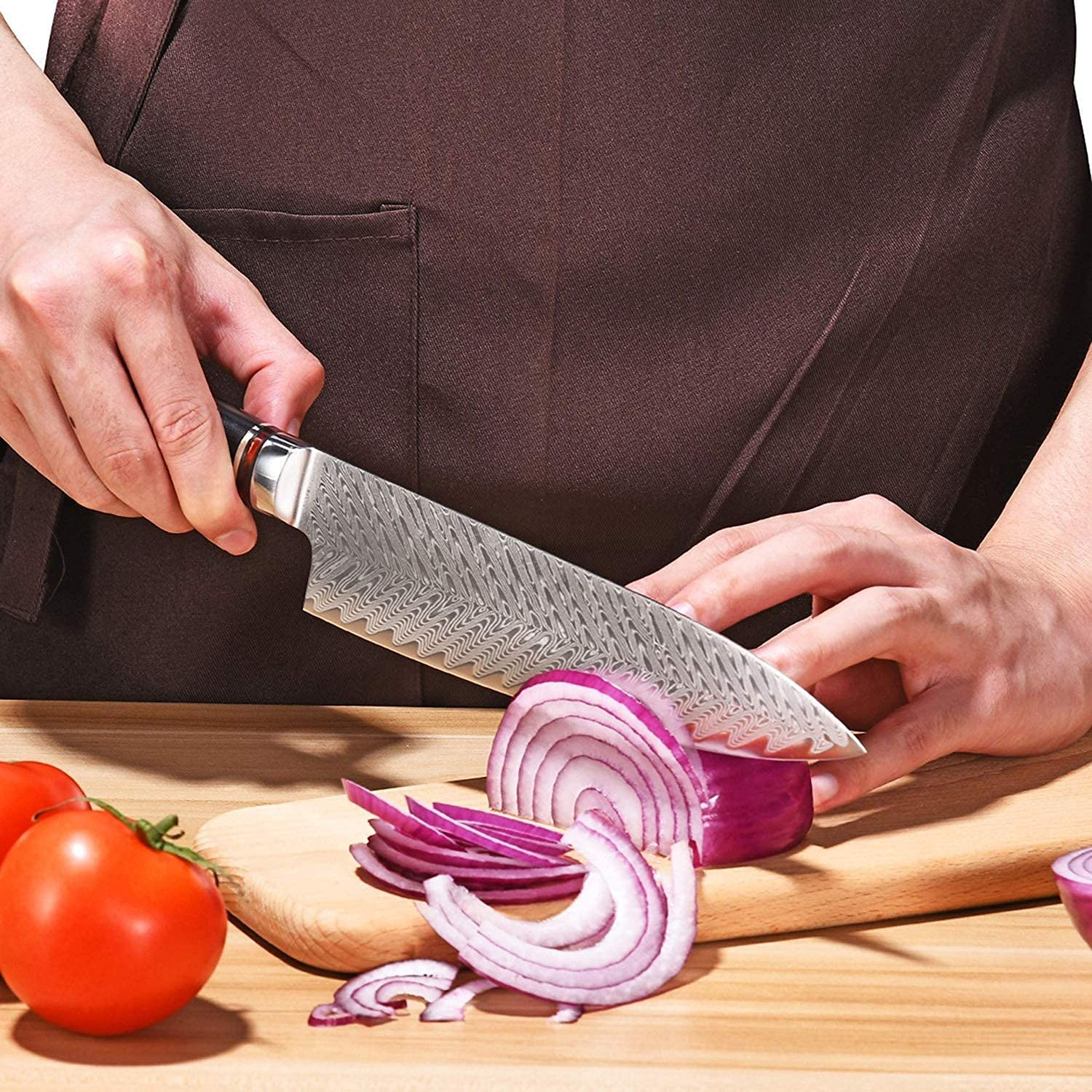 Chef Knife Damascus Japanese Chefs Knife 8 Inch VG10 Kitchen Knife Sharpest 67-Layer Damascus Steel Knife, Ergonomic,Superb Edge Retention, Gyuto Chef Knife with Gift Box