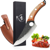 Viking Knife Meat Cleaver Knife Hand Forged Boning Knife with Sheath Butcher Knives High Carbon Steel Fillet Knife Chef Knives for Kitchen, Camping, BBQ