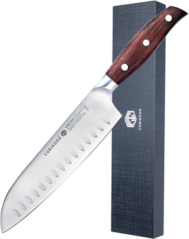Cubikook Forged Santoku Knife 7 Inch, German High Carbon Stainless Steel Blade, Full Tang, Rosewood Handle, Magnet Luxury Box