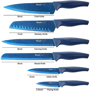 Blue Professional Kitchen Knife Chef Set, Kitchen Knife Set Stainless Steel, Kitchen Knife Set Dishwasher Safe with Sheathes