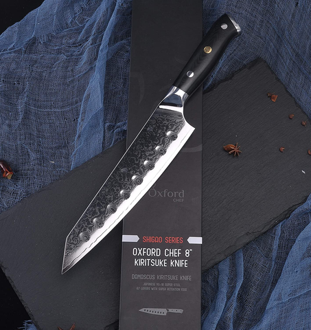 Image of Kiritsuke Chef'S Knife 8 Inch Damascus Japanese VG10 Super Steel 67 Layer High Carbon Stainless Steel by Oxford Chef