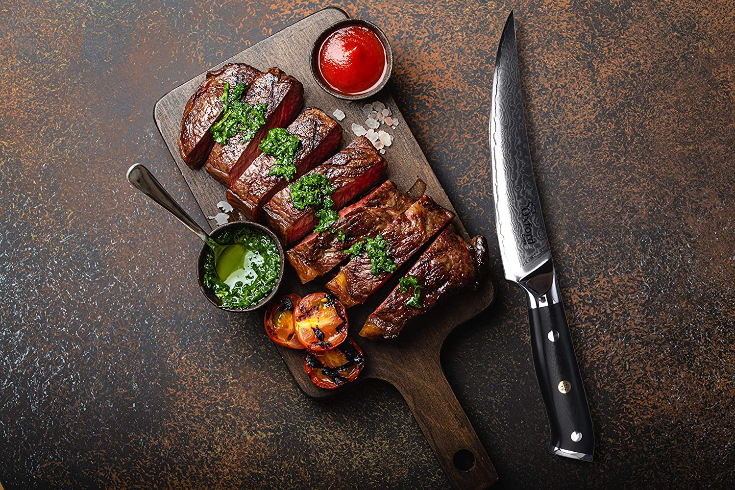 Boning (Fillet) Knife 6.5 Inch by Oxford Chef - Best Damascus- Japanese- VG10 Super Steel 67 Layer High Carbon Stainless Steel-Razor Sharp, Stain & Corrosion Resistant, Awesome Edge Retention