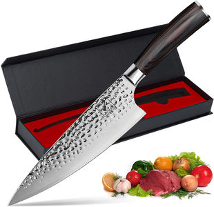 Chef Knife, Imarku 8 Inch Kitchen Knife Premium Sharp Cooking Knife HC German Stainless Steel Japanese Knife for Home Kitchen and Restaurant, Hand-Hammered, Ergonomic Handle, Gift Box