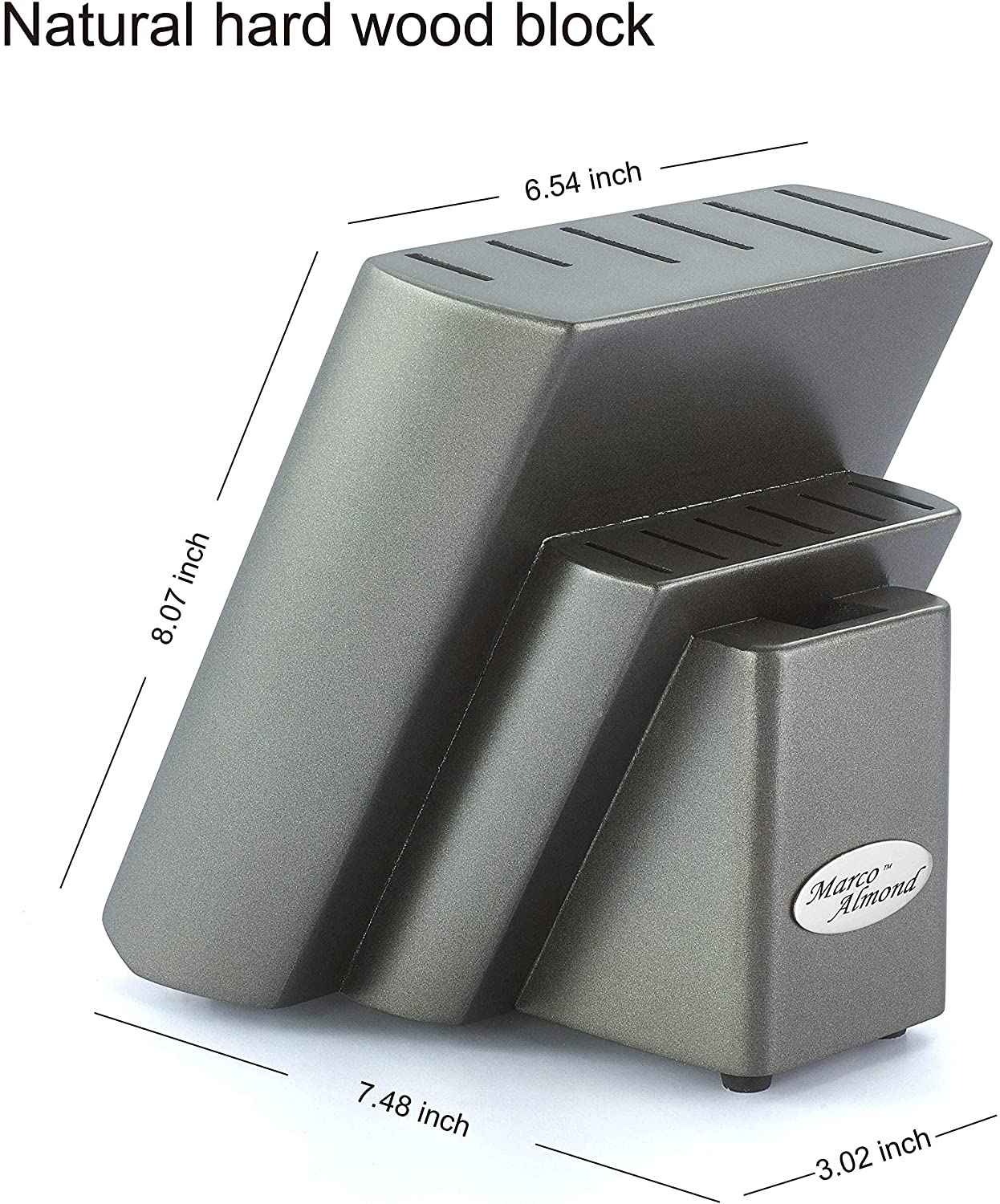 DISHWASHER SAFE KYA25 Rainbow Titanium Cutlery Knife Set, Marco Almond 14-Piece Kitchen Knives Block Sets, Black