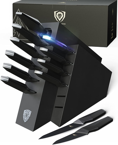 Image of DALSTRONG Knife Block Set - 12-Piece - Shadow Black Series - Black Titanium Nitride Coated - High Carbon - 7CR17MOV-X Vacuum Treated Steel - NSF Certified