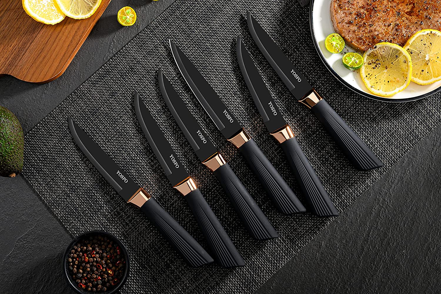 Kitchen Knife Set with Block, Knives Set with Acrylic Stand, 17Pcs Stainless Steel Knife Block Set Includes Serrated Steak Knives Set, Chef Santoku Knives, Scissor, Sharpener and Knife Holder