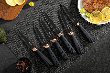 Kitchen Knife Set with Block, Knives Set with Acrylic Stand, 17Pcs Stainless Steel Knife Block Set Includes Serrated Steak Knives Set, Chef Santoku Knives, Scissor, Sharpener and Knife Holder
