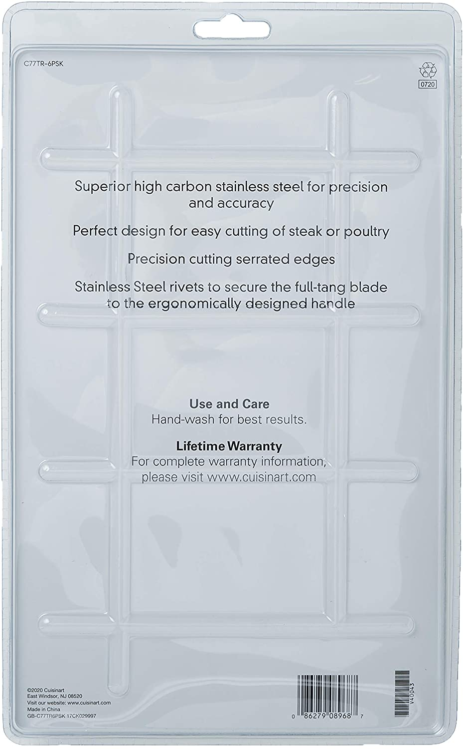 Cuisinart C77TR-6PSK Triple Rivet Collection 6-Piece Steak Knife Set, Black