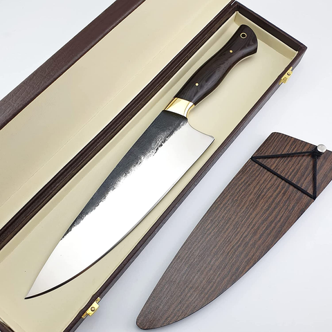 Image of SS-1 Vetus Multipurpose Chefs Knife with Finger Guard|8 Inches 12C27 Stainless Steel Super Sharp Chefs Knives| Ergonomic Wangy Handle Comes with Saya and Gift Box