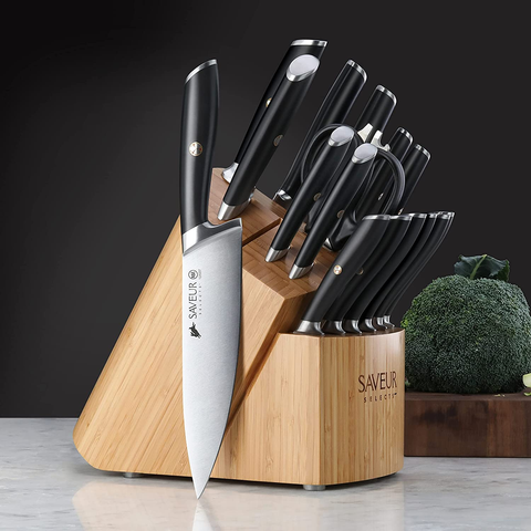 Image of Saveur Selects 1026320 German Steel Forged 17-Piece Knife Block Set