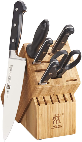Image of ZWILLING Professional S 7-Pc Knife Set with Block, Chef’S Knife, Serrated Utility Knife, Black