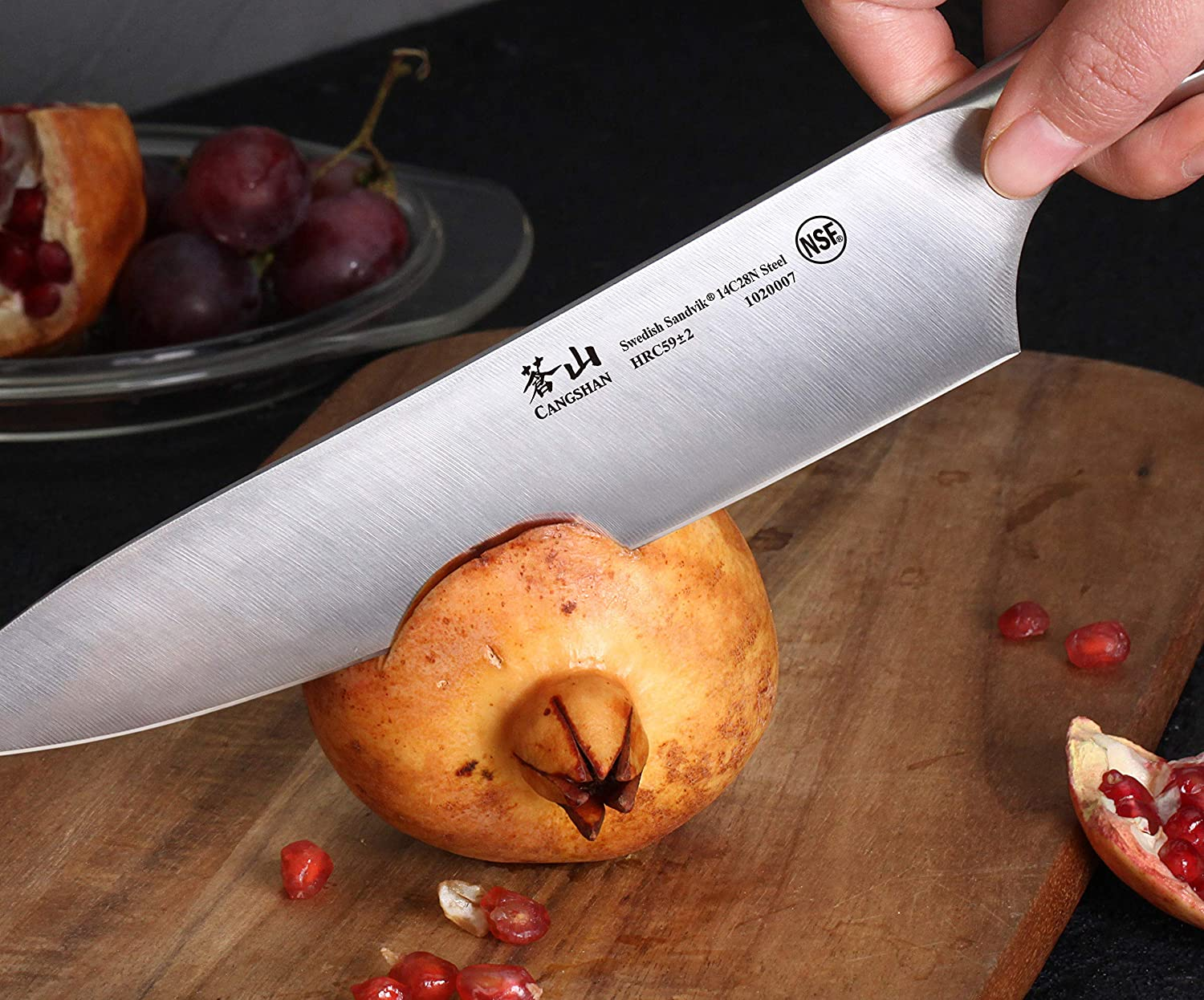 Cangshan TN1 Series 1021936 Swedish Sandvik 14C28N Steel Forged 3-Piece Starter Knife Set with Wood Sheaths