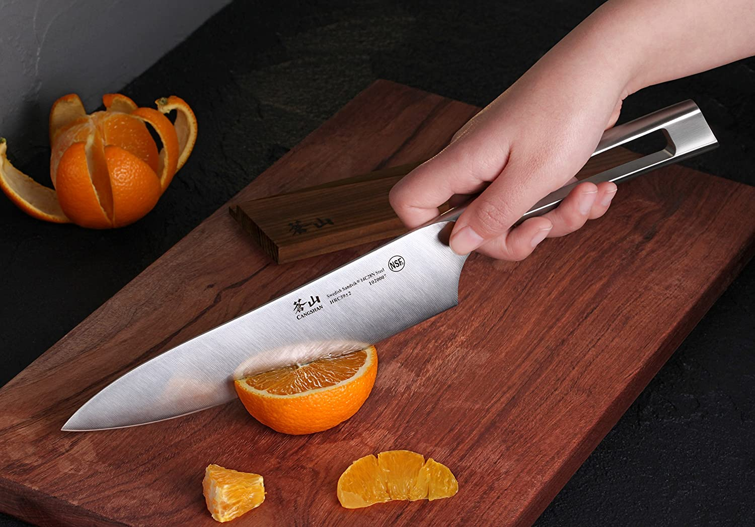 Cangshan TN1 Series 1021936 Swedish Sandvik 14C28N Steel Forged 3-Piece Starter Knife Set with Wood Sheaths