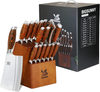 MSY BIGSUNNY Knife Block Set 17-Piece Knife Set with Wooden Block - German Steel Perfect Cutlery Set Gift