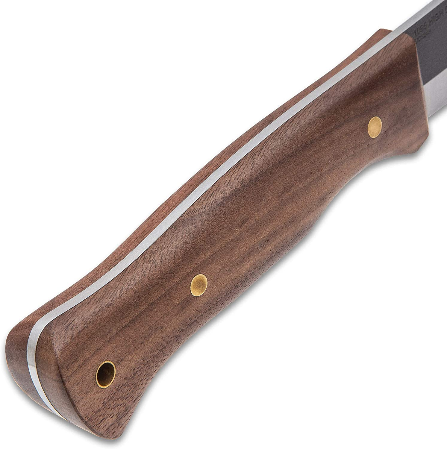 Bushmaster Bushcraft Explorer Fixed Blade Knife, 1095 Carbon Steel Blade, Zebra Wood Handle, Brass Pins and Lanyard Hole, Length 9 5/8 Inch