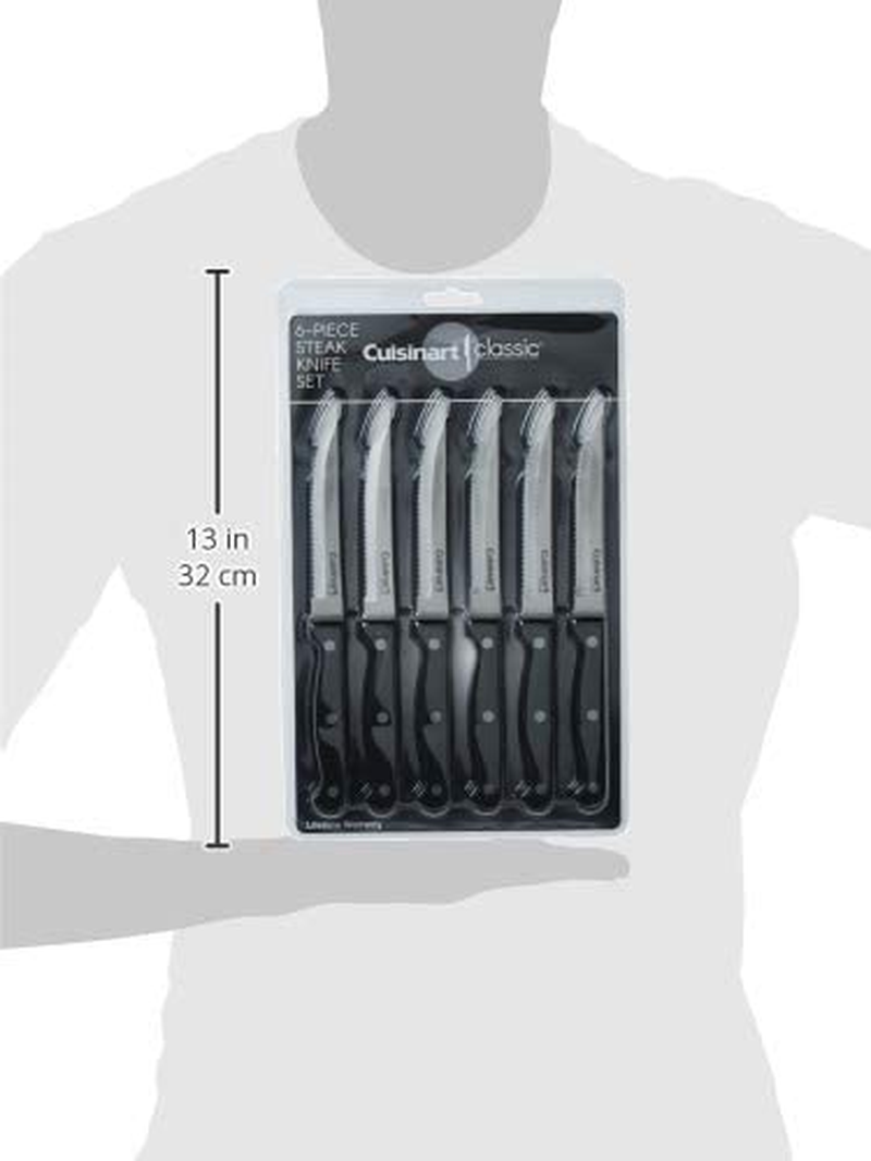 Cuisinart C77TR-6PSK Triple Rivet Collection 6-Piece Steak Knife Set, Black