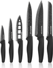 Nutriblade 6 PC Knife Set by Granitestone, Professional Kitchen Chef’S Knives with Ultra Sharp Stainless Steel Blades and Nonstick Granite Coating, Easy-Grip Handle, Rust-Proof, Dishwasher-Safe, Black