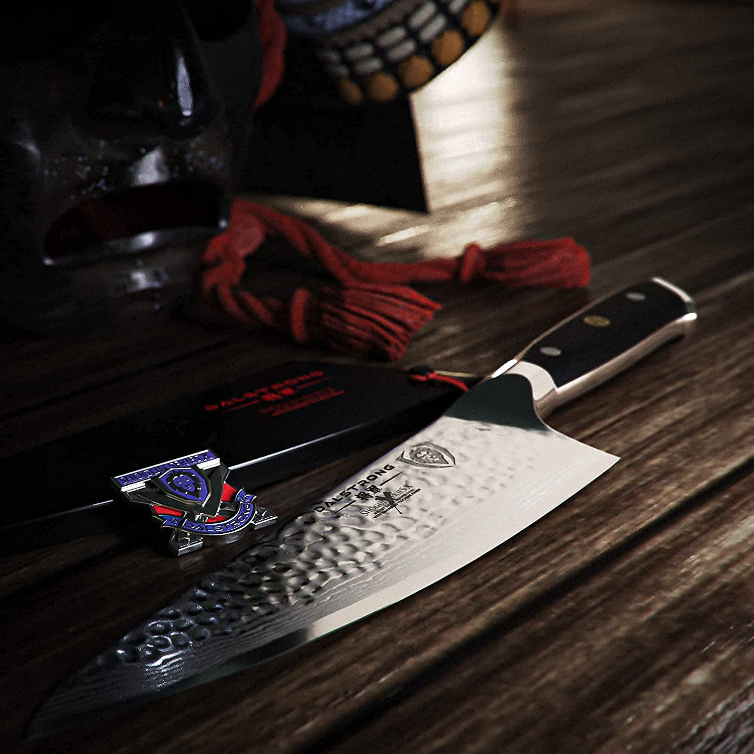 DALSTRONG Chef Knife - 8 Inch - Shogun Series - Damascus - Japanese AUS-10V Super Steel Kitchen Knife - Black Handle - Razor Sharp Knife - W/Sheath