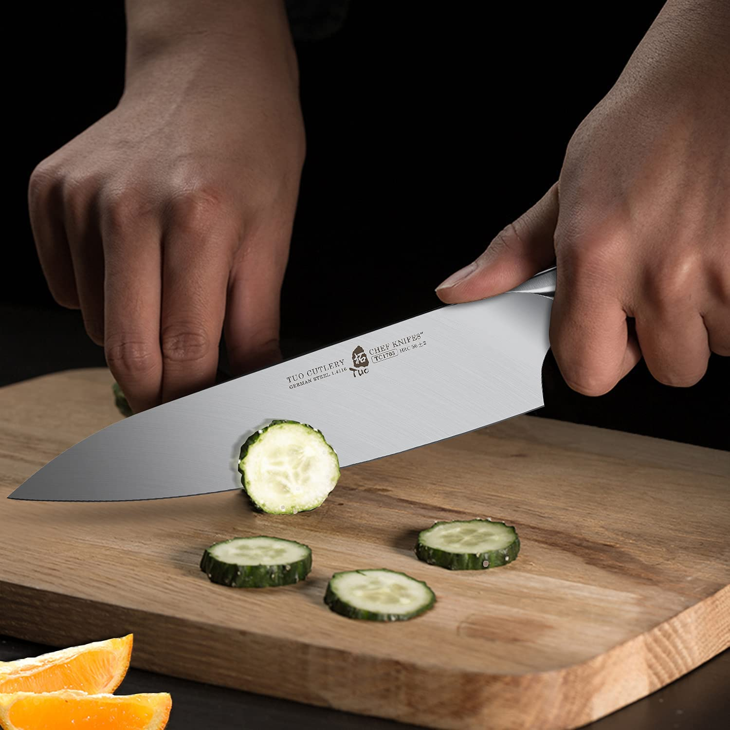 TUO Kitchen Knife 8 Inch, Pro Chef Knife Cutting Knife Cooking Knife, High Carbon German Stainless Steel, Ergonomic Pakkawood Handle, Full Tang with Gift Box, Goshawk Series