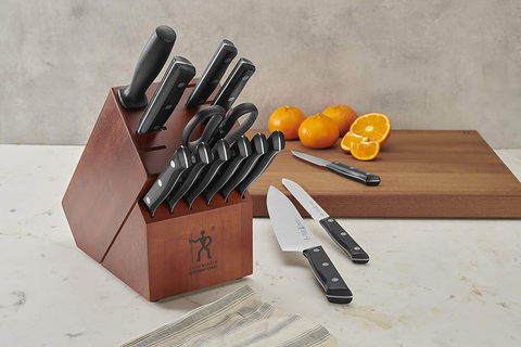 Image of HENCKELS Dynamic Knife Block Set, 15-Pc, Dark Brown