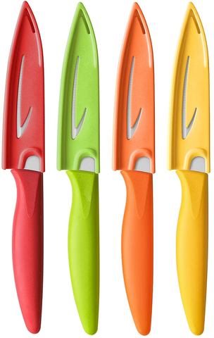 Image of Paring Knife, Vituer 8PCS Paring Knives (4 Knives and 4 Knife Cover), 4 Inch Peeling Knife, Fruit and Vegetable Knife, Ultra Sharp Kitchen Knives, German Steel, PP Plastic Handle