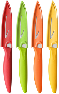 Paring Knife, Vituer 8PCS Paring Knives (4 Knives and 4 Knife Cover), 4 Inch Peeling Knife, Fruit and Vegetable Knife, Ultra Sharp Kitchen Knives, German Steel, PP Plastic Handle