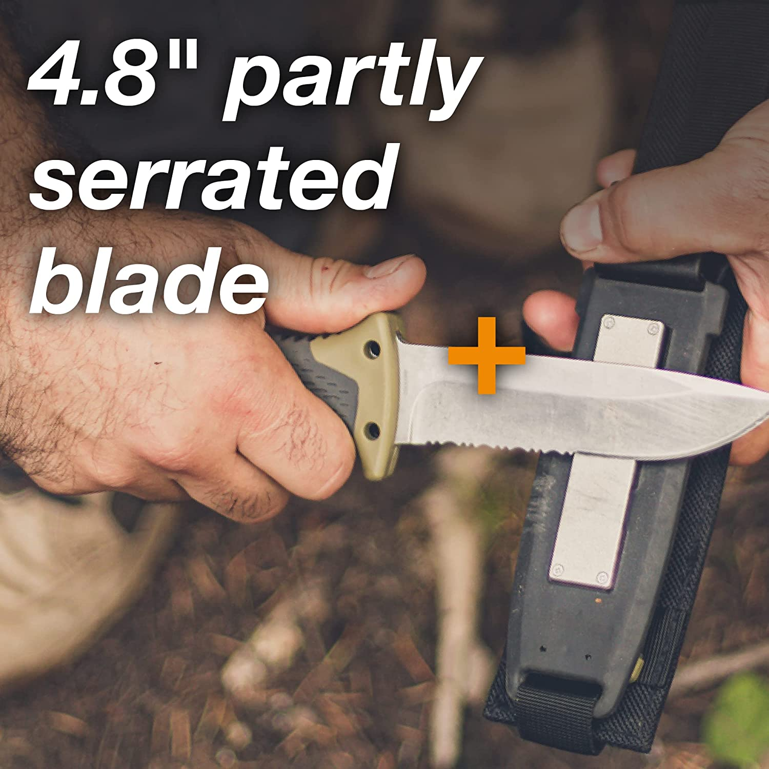 Gerber Gear Ultimate Knife, Tactical Knife with Fire Starter, Sharpener, and Knife Sheath, 4.75” Blade (31-003941)