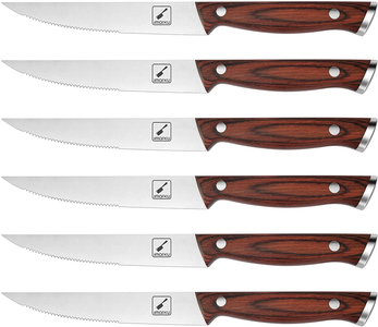 Steak Knife Set, Imarku 6-Piece Steak Knives, 5Cr15Mov German Stainless Steel Premium Serrated Steak Knife with Ergonomic Handle and Gift Box