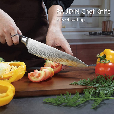 Image of Chef Knife PAUDIN N1 8 Inch Kitchen Knife, German High Carbon Stainless Steel Sharp Knife, Professional Meat Knife with Ergonomic Handle and Gift Box for Family & Restaurant