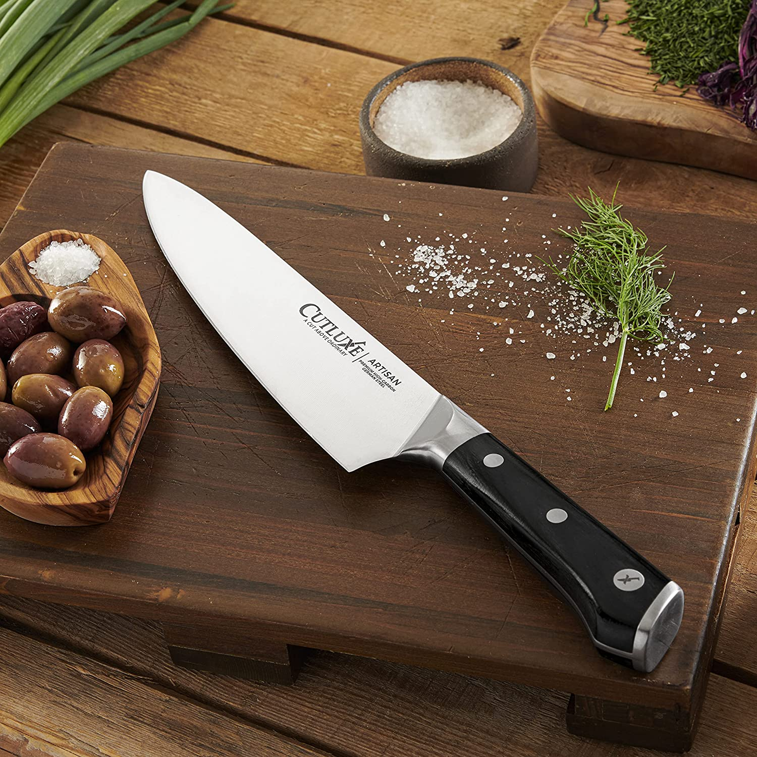 CUTLUXE Chef Knife – 8" Chopping Knife – Forged High Carbon German Steel – Full Tang & Razor Sharp – Ergonomic Handle Design – Artisan Series