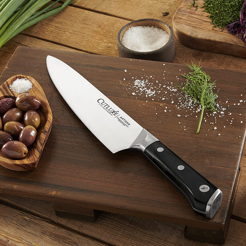 Image of CUTLUXE Chef Knife – 8" Chopping Knife – Forged High Carbon German Steel – Full Tang & Razor Sharp – Ergonomic Handle Design – Artisan Series
