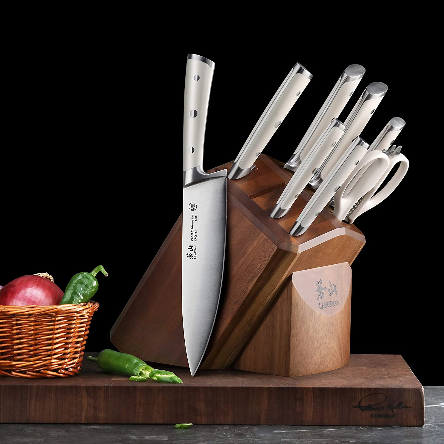 Cangshan H1 Series 1026153 German Steel Forged 10-Piece Knife Block Set