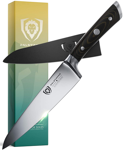 Image of DALSTRONG Chef Knife - 7 Inch - Gladiator Series - Forged High Carbon German Steel - Razor Sharp Kitchen Knife - Full Tang - Black G10 Handle - Sheath Included - NSF Certified