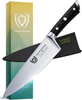 DALSTRONG Chef Knife - 8 Inch - Gladiator Series - Forged High Carbon German Steel - Razor Sharp Kitchen Knife - Full Tang - Black G10 Handle - Sheath Included - NSF Certified